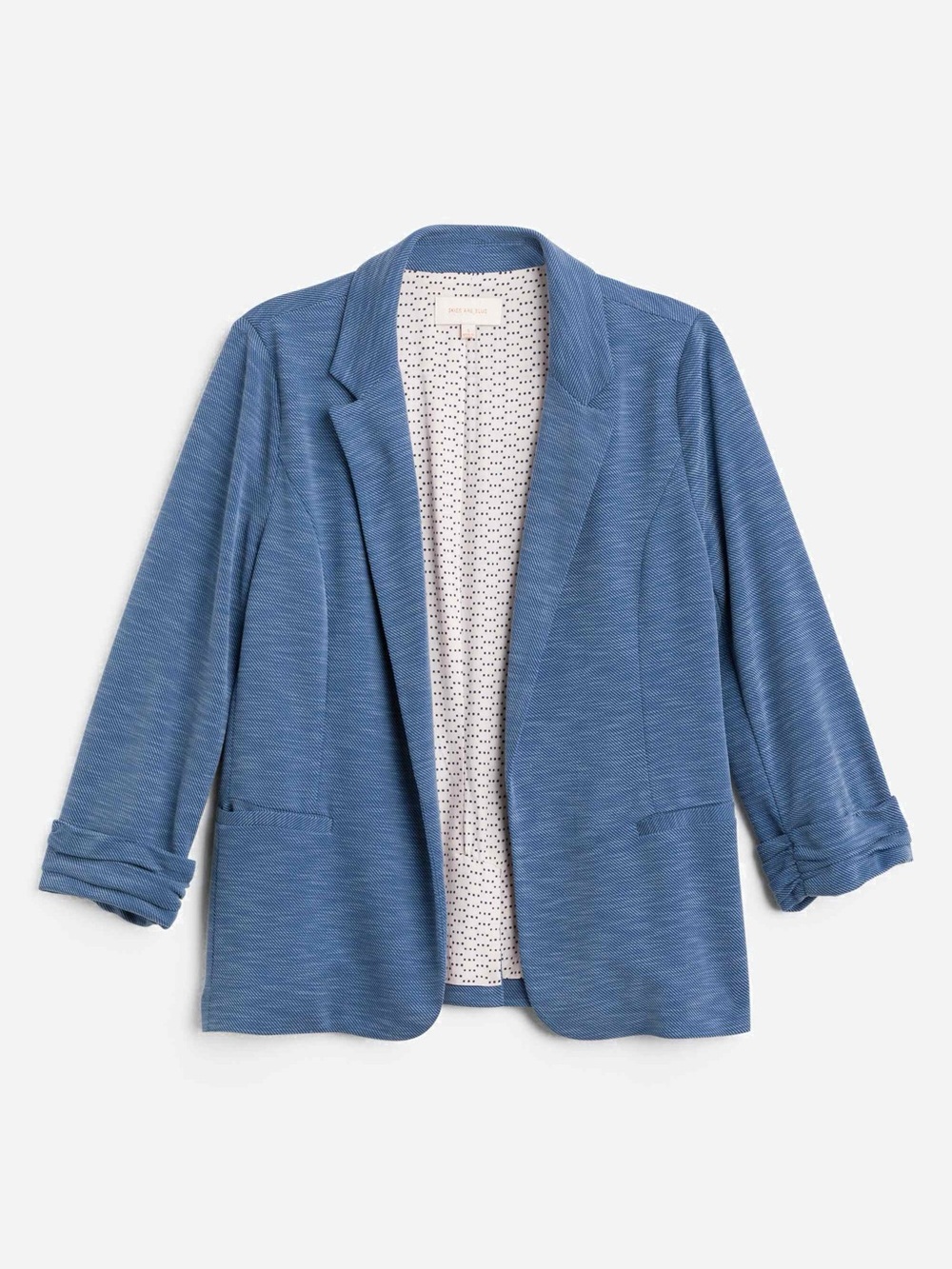 Skies Are Blue Heathered Chambray Open-Front Blazer